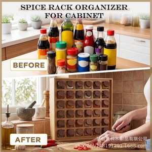 Wooden Spice Rack <b>Wall</b> Mounted 6 Tier Drawer Style <b>Storage</b> Box For Kitchen Organization - Product Image 3