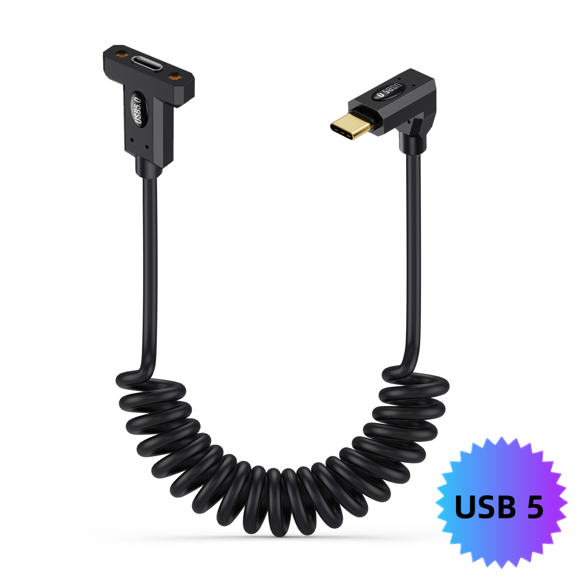 U5-spring-typec maschio-femmina con angolo retto e orecchio Nero