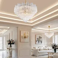 Lustre LED moderne en verre de Murano doré, hauteur réglable, pour salle à manger, salon, chambre, suspension tubulaire