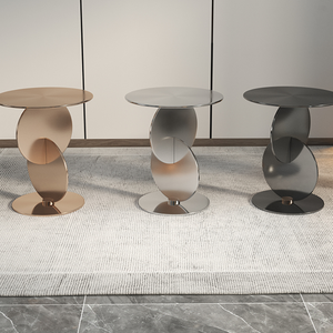 Table d'appoint moderne en métal / Table d'appoint en métal, acier ou aluminium, style contemporain, plateau rond personnalisable de luxe - Product Image 6