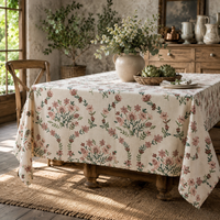 Nappe de table en lin pour événements, impression réactive, motif floral, nappe personnalisée, nappe rectangulaire, nappe à impression personnalisée
