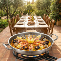 Poêle à paella personnalisée avec poignée et finition au choix pour la restauration et la vente en gros