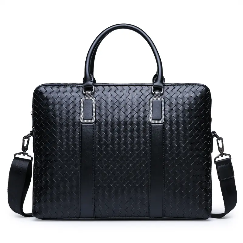 KEEP PERFECT Manufacturers Wholesale Casual Woven Genuine Leather Business Briefcase For Men