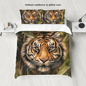 Ensemble <span class=keywords><strong>de</strong></span> literie imprimé <span class=keywords><strong>tigre</strong></span> 3D-<span class=keywords><strong>Housse</strong></span> <span class=keywords><strong>de</strong></span> <span class=keywords><strong>couette</strong></span> et taie d'oreiller-Ensemble <span class=keywords><strong>de</strong></span> literie 3 pièces-Maison, hôtel Draps lavables-Respirant - Product Image 1