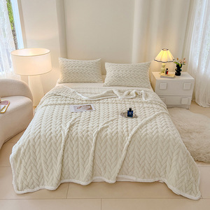 Couvertures en molleton berbère en fourrure de <span class=keywords><strong>lapin</strong></span> jacquard blanc solide en polyester personnalisé en gros en vrac pour l'<span class=keywords><strong>hiver</strong></span> - Product Image 4