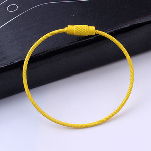 15厘米彩色钢丝绳钥匙链螺旋锁电缆电线悬挂行李标签环绳钥匙圈工具不锈钢丝钥匙扣 - Product Image 4