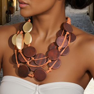 Nuova Collana Artigianale in Legno con Perline, Stile Boho, con Perle Miste in Legno e Acrilico, Gioielli di Moda Europei e Americani - Product Image 1