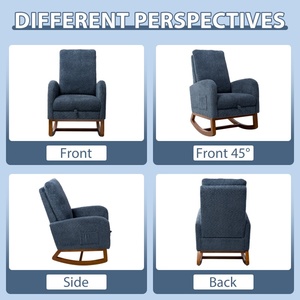 Bequemer Boucle Living Room Glider <span class=keywords><strong>Chair</strong></span> Schaukel stuhl für Erwachsene mit einziehbarer Fuß stütze - Product Image 4