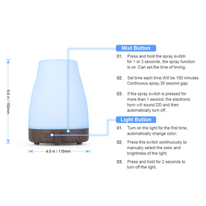 Difusor de aromaterapia eléctrico de grano de madera, humidificador de Aroma de 300ML, aceite esencial, 7 Led de Color, con control remoto - Product Image 5