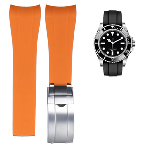 Correa de reloj de caucho natural naranja de 21 mm con interfaz curva y hebilla plegable, especial para Explorer II - Product Image 1