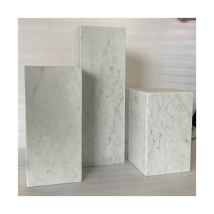 UnionStone Natural Carrara <b>White</b> Marble Home Furniture Side Table Marble Stone Plinth for Living Room - Product Image 1