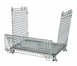 Boîtes de rangement empilables en acier de grande capacité, porte-palette en métal pliable, Cage de stockage - Product Image 4