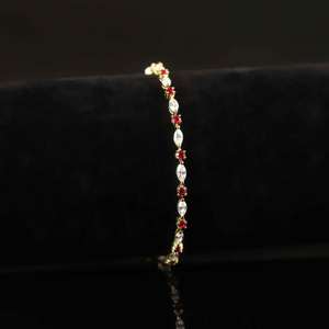 Venta al por mayor de joyería de oro auténtico personalizado Diamond Mix Lab <span class=keywords><strong>Ruby</strong></span> PT950 9K 10K 14K 18K oro sólido Moissanite pulsera de tenis - Product Image 3