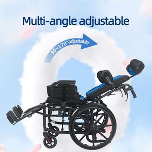 Fauteuil roulant pliable pour enfant, entièrement inclinable, design léger en métal, adapté à la réadaptation des enfants handicapés - Product Image 2