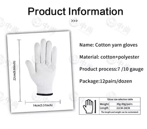 Trắng bông chuỗi đan Găng tay phù hợp thông gió bông và Polyester găng tay để làm việc 12 trong 600g - Product Image 6