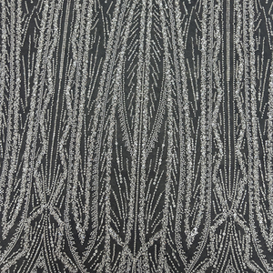 Newest Fashion <strong>Heavy</strong> Tulle French <strong>Lace</strong> <strong>Fabric</strong> with Sequins Beads &amp; Rhinestones for Wedding Dresses - Product Image 5