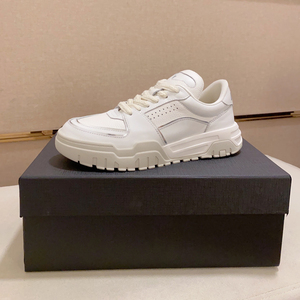 Baskets décontractées pour femmes en cuir de vachette véritable première couche, à semelle épaisse, bout blanc, lacets avant, nouvelle collection printemps 2025, polyvalentes - Product Image 1