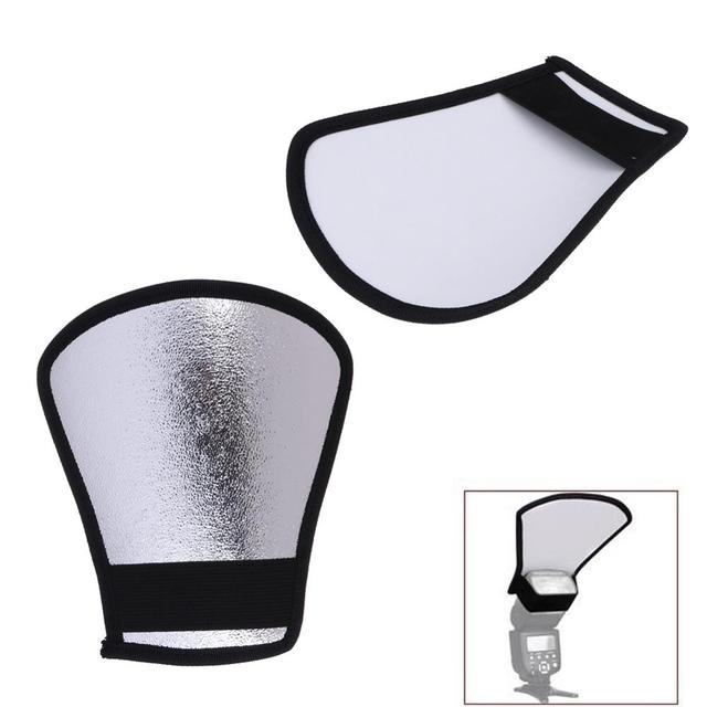 Camera Flash Diffuser Softbox Photo Flash Light Reflector for Nikon Sony DSLR Cameras Difusor Flash 2-in-1 Silver/White