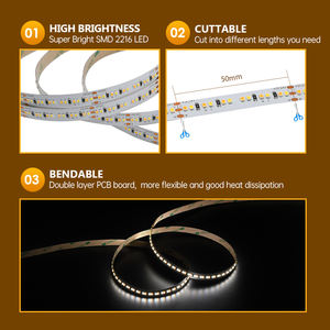 Tira de LED de Doble Color Blanco y Blanco Cálido de 24 V CC, 2216, 10 mm, 240 LED, para Gabinetes, Techos y Hogar - Product Image 4