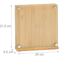 Support magnétique double face pour couteaux en bambou avec couvercle de protection en verre transparent pour comptoir de cuisine