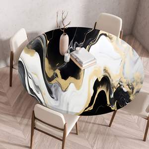 Wholesale <strong>Marble</strong> Printed <strong>Dining</strong> <strong>Table</strong> Cloth Waterproof Elastic Round <strong>Table</strong> Cover - Product Image 5