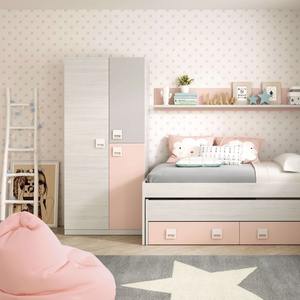 Venta al por mayor de estantes de riel colgante de 3 puertas de color rosa blanco manijas de melamina para niños jóvenes armario para habitaciones de niños y proyectos - Product Image 4