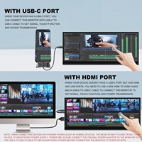12.3" Touchscreen Secondary Monitor IPS LCD Stretched Bar Travel Display 1920x720 for USB-C Portable Laptop Use Black