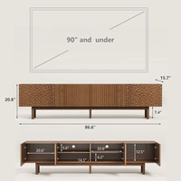 Ensemble de meuble TV et table basse de style moderne du milieu du siècle, finition en bois de noyer, meubles de salon réglables pour l'extérieur avec un grand espace de rangement