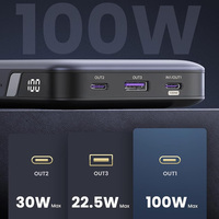 UGREEN Power Bank 100W 20000mAh Pengisian Cepat Tipe C 3-Port Layar Digital Berkualitas Tinggi Pengisian Daya Cepat untuk Ponsel