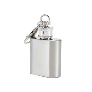 Flacon carré en acier inoxydable avec porte-clés mousqueton, bouteille de voyage portable au design minimaliste - Product Image 3