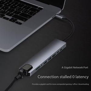 Hub adaptateur Ethernet 8 en 1 <span class=keywords><strong>USB</strong></span> Type <span class=keywords><strong>C</strong></span> <span class=keywords><strong>vers</strong></span> RJ45 HD-mI TF lecteur de carte <span class=keywords><strong>SD</strong></span> Pd charge 2 <span class=keywords><strong>USB</strong></span>-A pour Macbook Stock disponible - Product Image 4