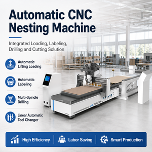 Routeur CNC industriel avec plateforme élévatrice et changeur d'outils linéaire, machine CNC de nesting <span class=keywords><strong>2100</strong></span> x 2800 pour usine de meubles - Product Image 2