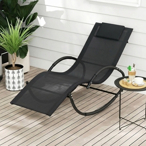 Chaise longue de plage pliable légère et incurvée, résistante aux intempéries, avec coussin amovible pour terrasse et piscine - Product Image 2