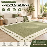 Tapis tissé vert personnalisé à poils longs, antidérapant, résistant aux taches, facile d'entretien pour salon, hôtel et projets de vente en gros