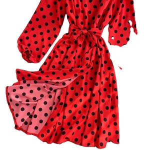 <span class=keywords><strong>Robe</strong></span> midi à <span class=keywords><strong>pois</strong></span> de style coréen pour femmes, avec ceintures tendance, <span class=keywords><strong>robe</strong></span> élégante vintage à manches longues, <span class=keywords><strong>robe</strong></span> verte pour femmes - Product Image 5