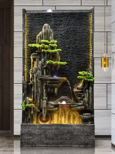 מזרקת מפל חיצוני פנג שואי מזרקת פיברגלס קיר מזרקת מים עם אור גדול מסלעת מים וילון קיר - Product Image 3