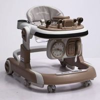 Marche-bébé anti-renversement avec musique, téléphone, horloge et jouets, multifonctionnel, pliable, pour l'apprentissage de la marche des tout-petits
