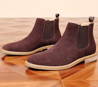 Bottes Chelsea classiques à enfiler en cuir véritable suédé de vache, grande taille, pour hommes, style décontracté et professionnel