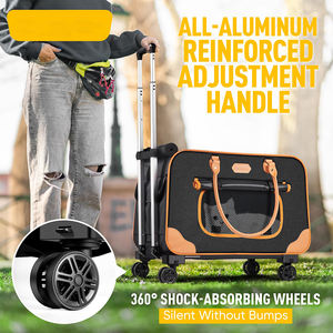 पहियों के साथ थोक पालतू ट्रॉली बड़ी बिल्ली वाहक, फोल्डेबल रोलिंग कैट कैरियर, छोटे कुत्तों के लिए पहियों के साथ पालतू कैरियर - Product Image 4