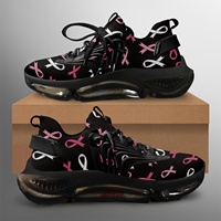Nouvelle tendance rose ruban coussin d'air sport chaussures de course hommes femmes personnalisé sensibilisation au cancer du sein chaussures de marche légères