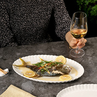 Assiette en Porcelaine Fine Style Américain à Haute Valeur Chromatique, Vaisselle Créative pour la Maison et l'Hôtel, Grande Assiette à Poisson Vapeur en Céramique Sous Glaçure Colorée