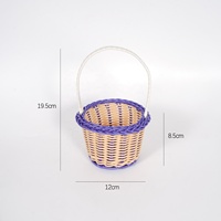 Keranjang Bunga Plastik Anyaman Imitasi Rotan Mini Genggam Modis untuk Hari Guru, Buket Bunga, Rangkaian Bunga DIY
