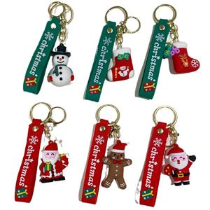 Llavero Navideño de Plástico con Diseño de Personaje de Dibujos Animados de Santa Claus, Adornos Colgantes para Decoración de Árboles de Navidad - Product Image 1