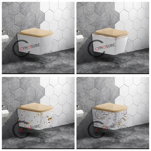 Inodoro suspendido de diseño conciso con descarga por gravedad, sin borde, cuadrado, sanitario - Product Image 2