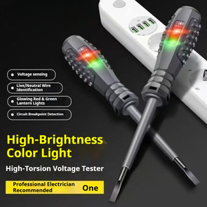 <span class=keywords><strong>Tournevis</strong></span> <span class=keywords><strong>plat</strong></span>/Phillips populaire à manche en plastique avec testeur de tension et indicateur - Outil d'électricien - Product Image 5