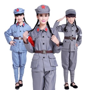 Disfraz Infantil del Ejército Rojo, Uniforme de Algodón Gris Azulado con Gorro de Estrella Roja para Niños y Niñas, Ropa para Actuaciones - Product Image 5