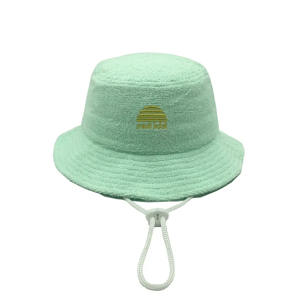 Terry Towel Fisherman Children Fashion Custom Summer Bucket Cap Hats For Kids Girls