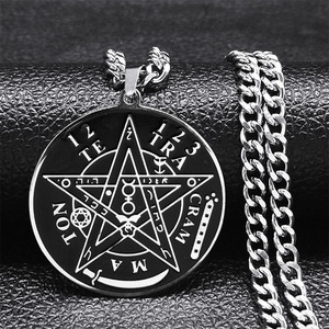 Pendentif en acier inoxydable Star Solomon Seal Kabbalah pour hommes et femmes, collier en acier titane, bijoux - Product Image 2