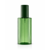 Flacon pulvérisateur PET vert rond en promotion avec couvercle intégral et pulvérisateur à brume fine pour toner et soins de la peau, personnalisable