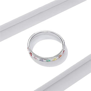 Q685 <b>Tungsten</b> <b>Rings</b> With Colorful Paw Prints Micro Insert Unisex Cute Everyday Wear Jewelry - Product Image 6